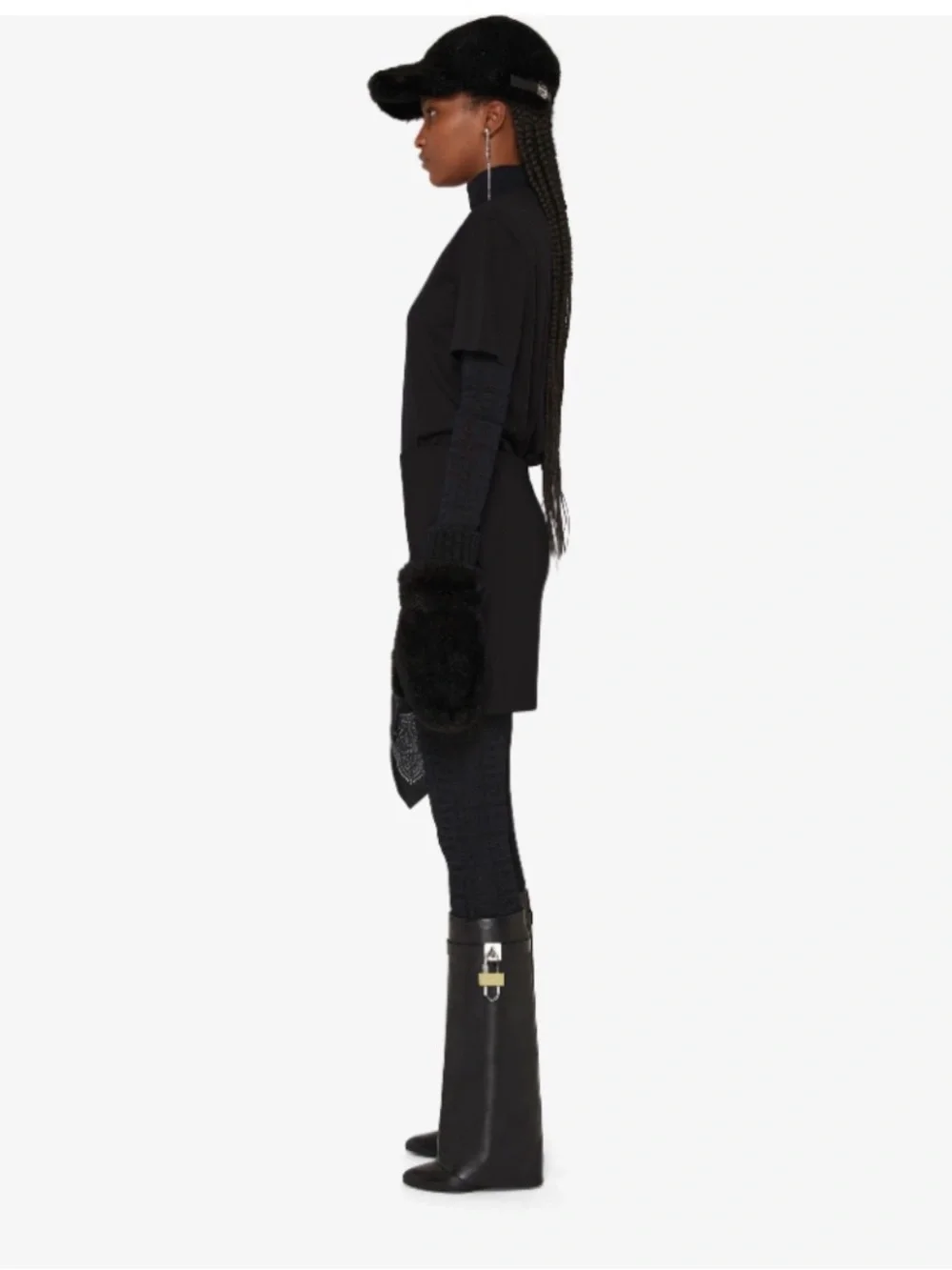 Givenchy Tall Black Leather Boots with Signature Padlock